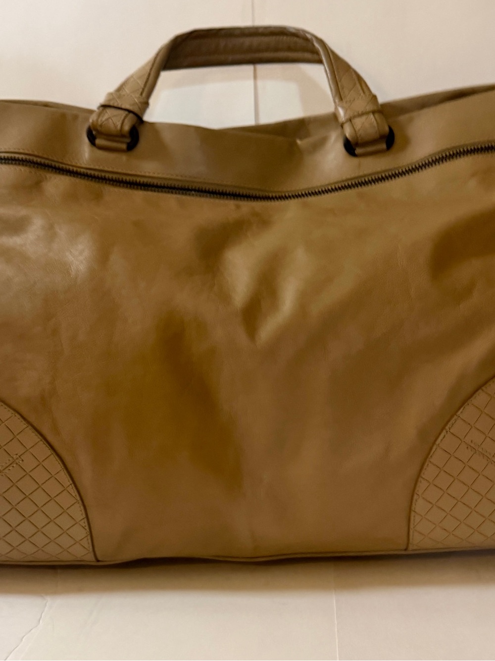 Authentic Bottega Veneta Tan Leather Travel Duffel Bag - Picture 3 of 16